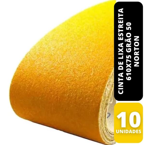 Imagem de 10 unidades Cinta de Lixa Estreita 610x75 Grão 50 Norton