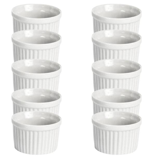 Imagem de 10 Unidades Ramekin Porcelana Branco Canelado Molho Especial