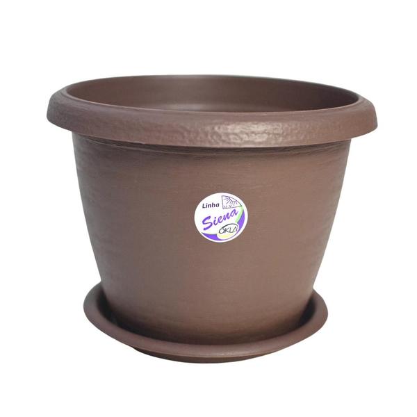 Imagem de 10 Vasos Siena Redondo 25cm com Pratos para Flores Plantas 