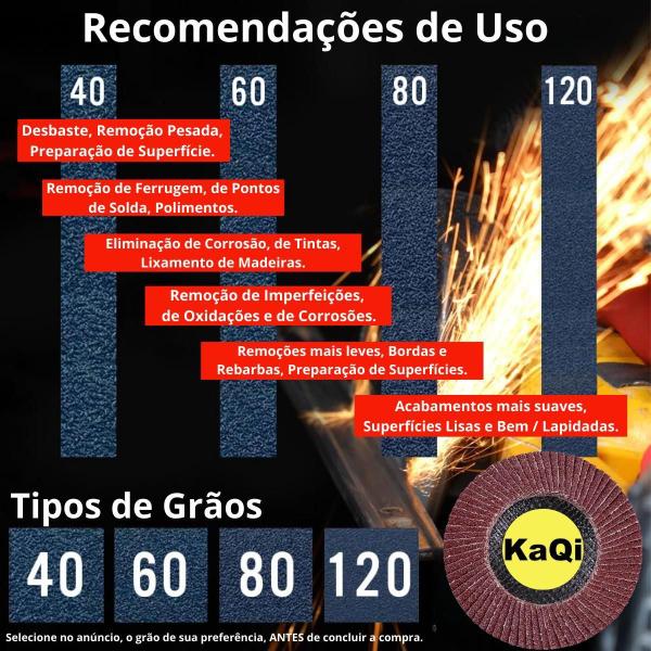 10 X Discos Flap Grão 80 Lixa 115Mm X 22Mm Cônico 4.1/2 - Kaqi Imagem de 10 X Discos Flap Grão 80 Lixa 115Mm X 22Mm Cônico 4.1/2