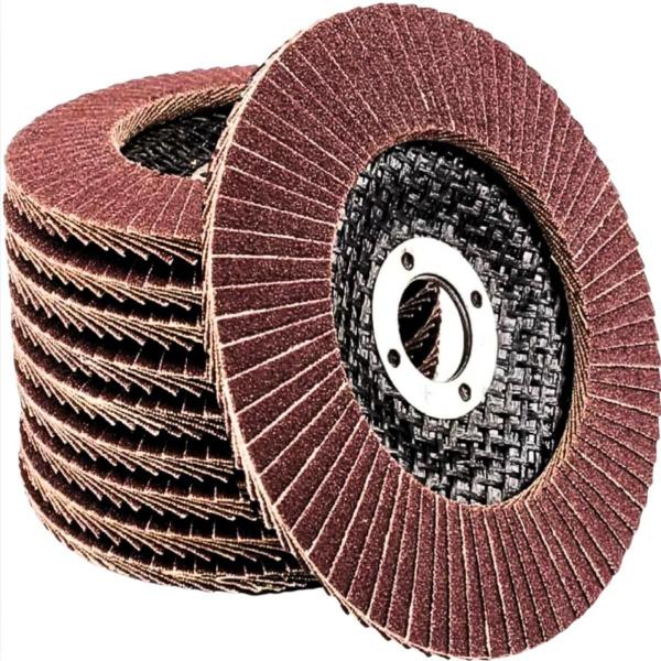 10 X Discos Flap Grão 80 Lixa 115Mm X 22Mm Cônico 4.1/2 - Kaqi Imagem de 10 X Discos Flap Grão 80 Lixa 115Mm X 22Mm Cônico 4.1/2