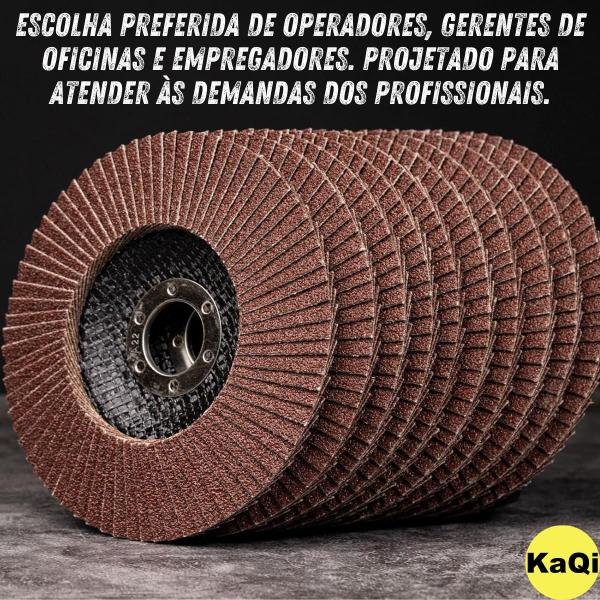 Imagem de 10 x Discos Flap Grão Lixa 115mm x 22mm Cônico 4.1/2 Premium Pro KaQi