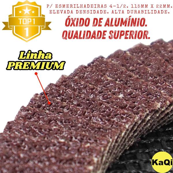 Imagem de 10 x Discos Flap Grão Lixa 115mm x 22mm Cônico 4.1/2 Premium Pro KaQi