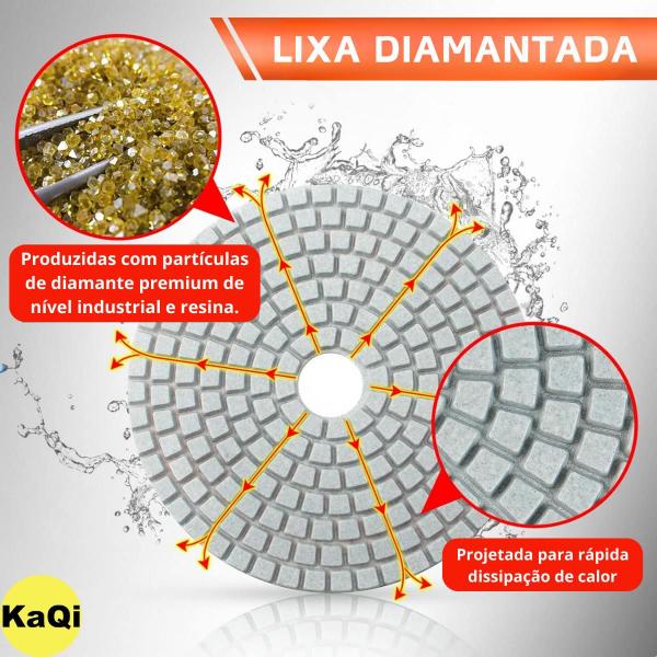 Imagem de 10 X Lixas Discos Grão Liso 4 Pol.100mm Diamantada Granito Mármore KaQi