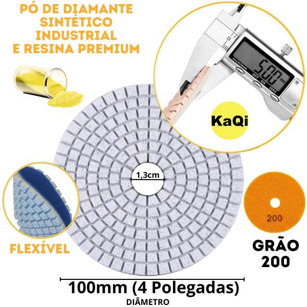 Imagem de 10 X Lixas Discos Grão Liso 4 Pol.100mm Diamantada Granito Mármore KaQi