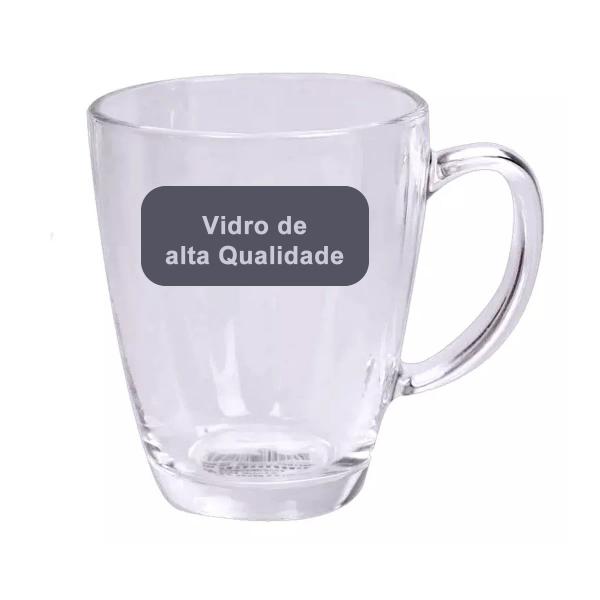 Imagem de 10 Xícara Vidro Grosso Transparente 320 ml Café Leite Chá