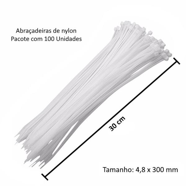 Imagem de 100 Abraçadeiras Nylon Lacre 30cm Fita Hellerman 4.8x300mm