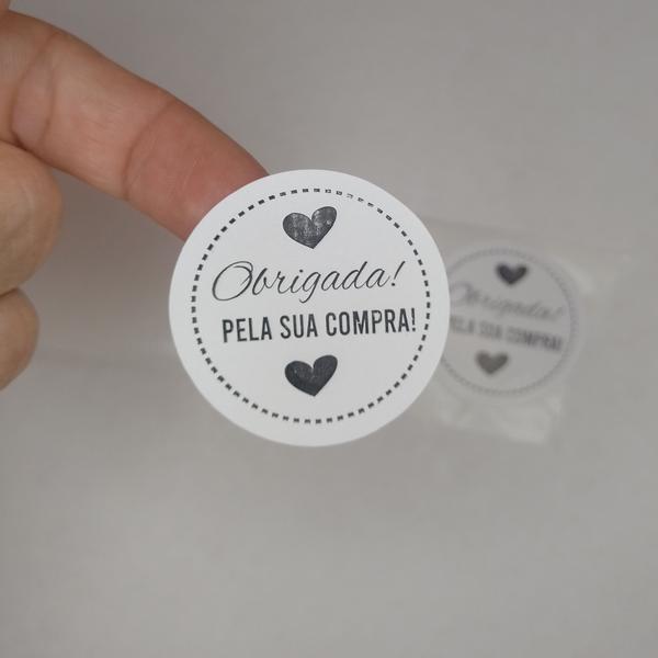 Imagem de 100 Adesivo Obrigada pela compra 4 cm