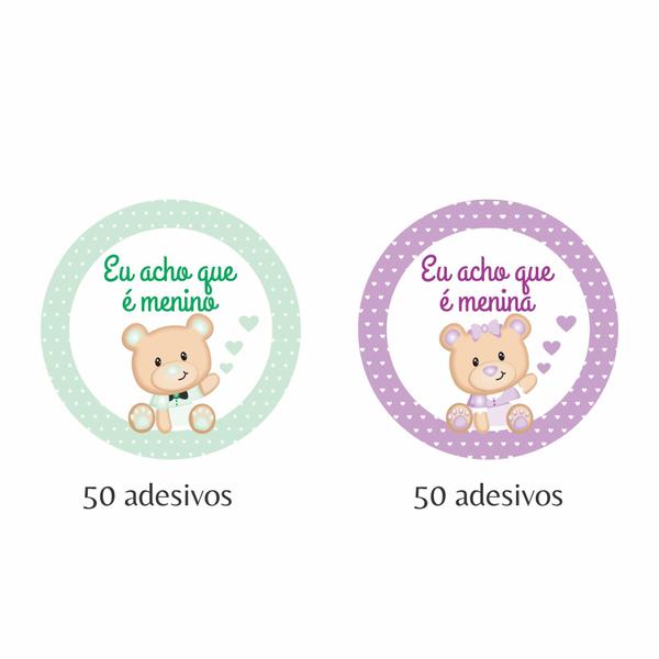 Imagem de 100 Adesivos Personalizados Chá Revelação Menino E Menina