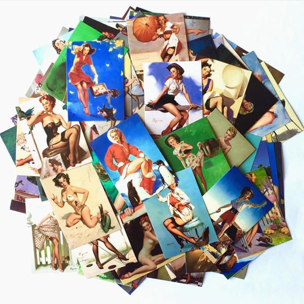 Imagem de 100 Adesivos Pin Up Girls Vintage Mini Fotografias Stickers Garotas