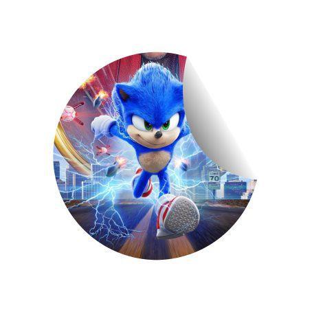 Imagem de 100 Adesivos Redondo 5cm Festa Sonic