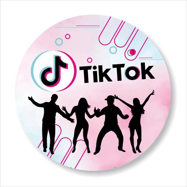 Imagem de 100 Adesivos Redondo 5cm Festa TikTok