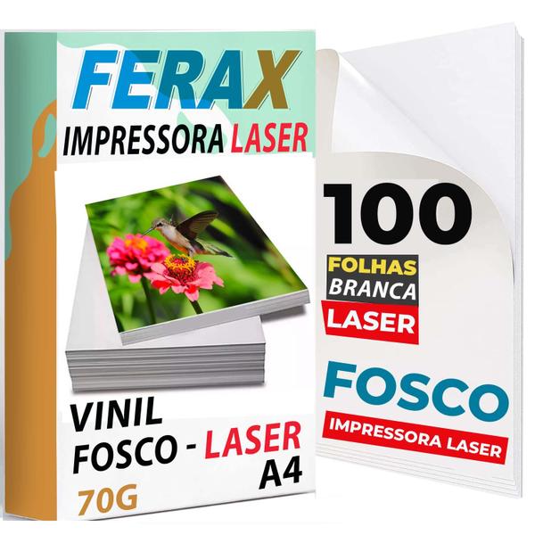 Imagem de 100 Adesivos Vinil Branco Fosco Laser A4