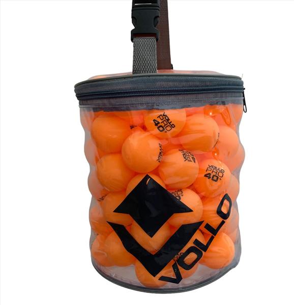 Imagem de 100 Bolas Tênis de Mesa VT112-0 Vollo Sports Laranja + Bolsa