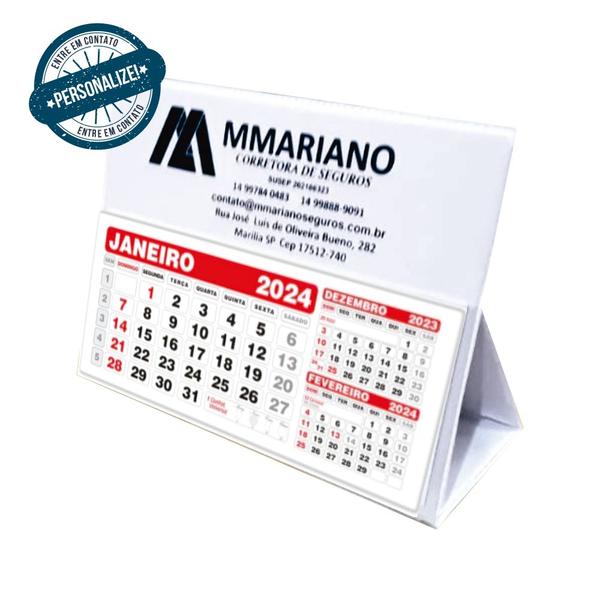 Imagem de 100 Calendários Pvc de Mesa Personalizado com 12 Folhas 12x16