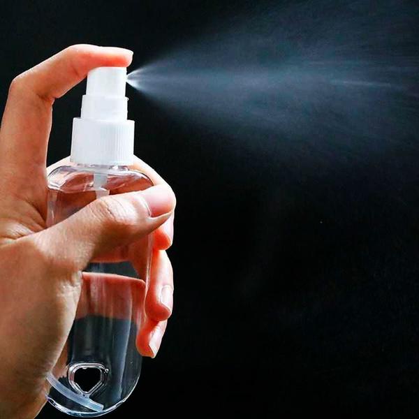 Imagem de 100 Frascos 50Ml Vazio Chaveiro Plástico Álcool Gel Spray