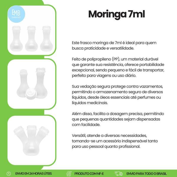 Imagem de 100 Frascos Moringa Plástico 7Ml Para Óleo Unção E Essencias