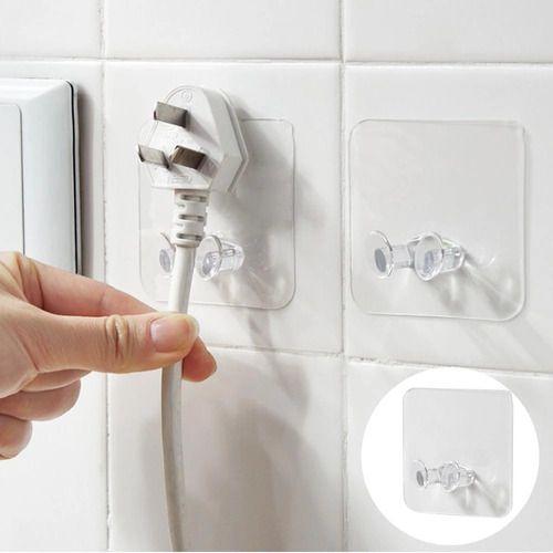 100 Ganchos Passa Fio Adesivo de Parede Organizador Fixação - Sz Imagem de 100 Ganchos Passa Fio Adesivo de Parede Organizador Fixação