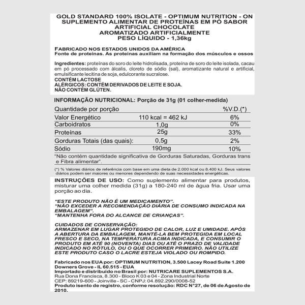 Imagem de 100% Isolate Gold Standard (1,3Kg) Optimum - Baunilha