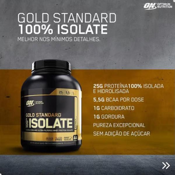 100% Isolate Whey Gold Standard 2,28Kg 5,02 LBS Optimum Nutrition Imagem de 100% Isolate Whey Gold Standard 2,28Kg 5,02 LBS Optimum Nutrition