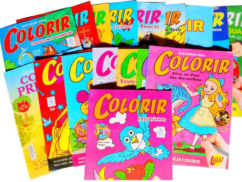 Imagem de 100 Kit Revistas Livrinhos Colorir Desenho Cor Infantil Atividades Pintar Lembrancinha Festa Prenda