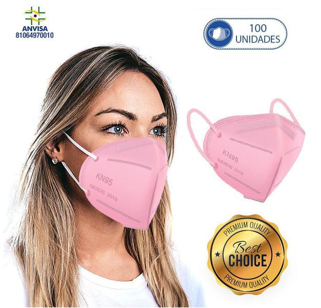 Imagem de 100 Máscaras Descartáveis Rosa KN95 PFF2 WWDoll Cód Anvisa