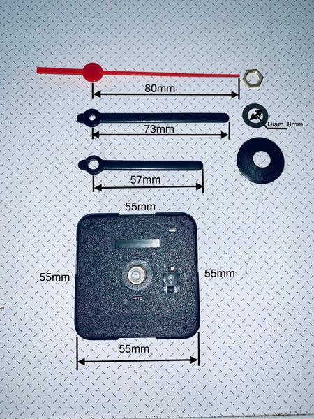 Imagem de 100 Mecanismos de relógio para parede com sistema de encaixe com rosca e altura 16mm média Tic-Tac