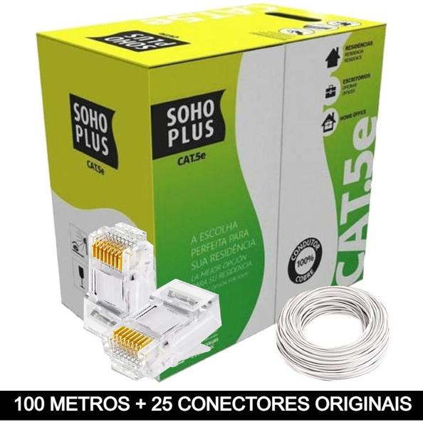 Imagem de 100 Metros de Cabo+25 Conector RJ45 Cat5e Furukawa Sohoplus