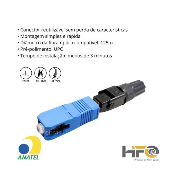 Imagem de 100 Pçs Conector Fast Rápido Ftth Sc Upc ul Reutilizável