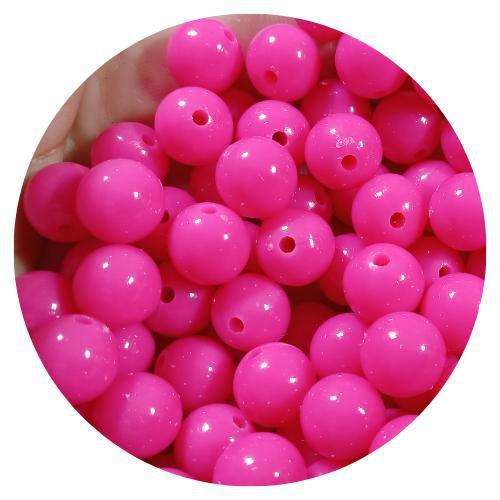 Imagem de 100 pçs miçanga bola lisa 10MM rosa escuro  p/ bijuterias, colares, pulseiras e artesanatos em geral