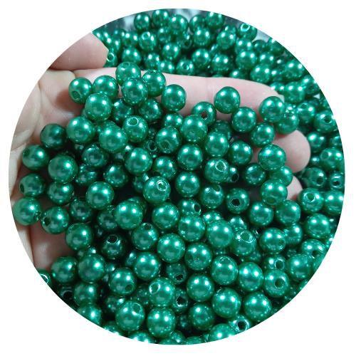 Imagem de 100 pçs Pérola bola verde escuro 8MM p/ bijuterias, colares, pulseiras e artesanatos em geral