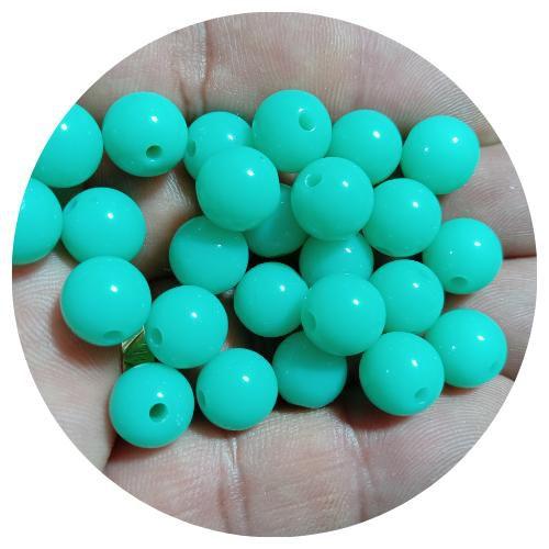 Imagem de 100 Peças bola lisa abs 10mm verde água ideal para bijuterias, pulseiras e colares.