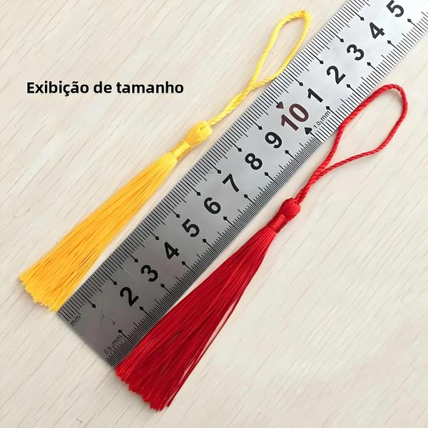 Imagem de 100 Peças de Borla de Franja em Poliéster, Seda e Algodão (13cm) - Para Costura e Decoração