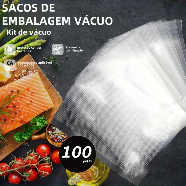 Imagem de 100 Peças Sacos Selados a Vácuo Preservação De Alimentos Armazenamento Doméstico Controle De Porção