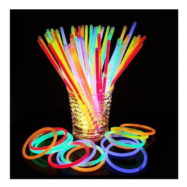 Imagem de 100 Pulseira De Neon 7 Cores Glow Stick Com Fecho