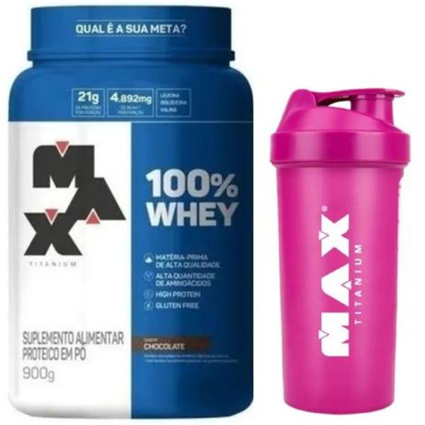 Imagem de 100% Pure Whey Concentrado 900g + Coqueteleira - Max Titanium