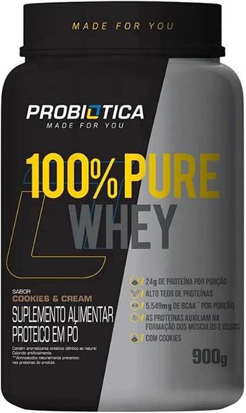 Imagem de 100% Pure Whey Pote 900g Probiotica Whey Concentrado Bcaa