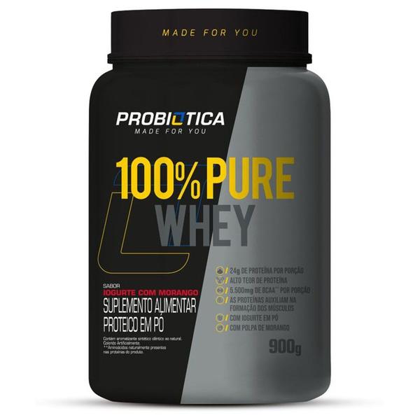 Imagem de 100% Pure Whey Pote 900g Probiotica Whey Concentrado Bcaa