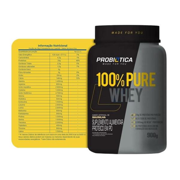 Imagem de 100% pure whey pote 900g - probiotica