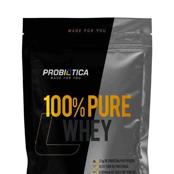 Imagem de 100% Pure Whey Probiótica Refil (900g) Iogurte c/ Morango