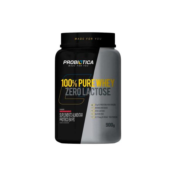 Imagem de 100% pure whey probiotica zero lactose 900g - morango