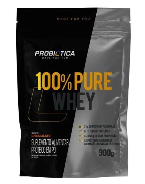 100% Pure Whey Protein concentrado Refil 900g Probiotica Imagem de 100% Pure Whey Protein concentrado Refil 900g Probiotica