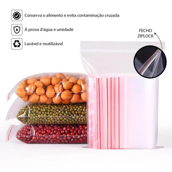 Imagem de 100 Saco Hermético Fecha Fácil Ziplock Freezer Multiuso N5PP