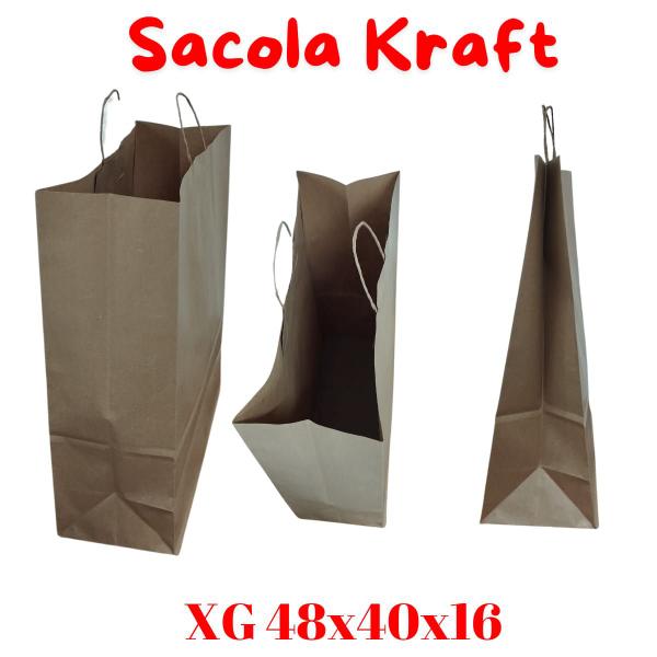 Imagem de 100 sacola kraft lisa xg bolsa delivery 