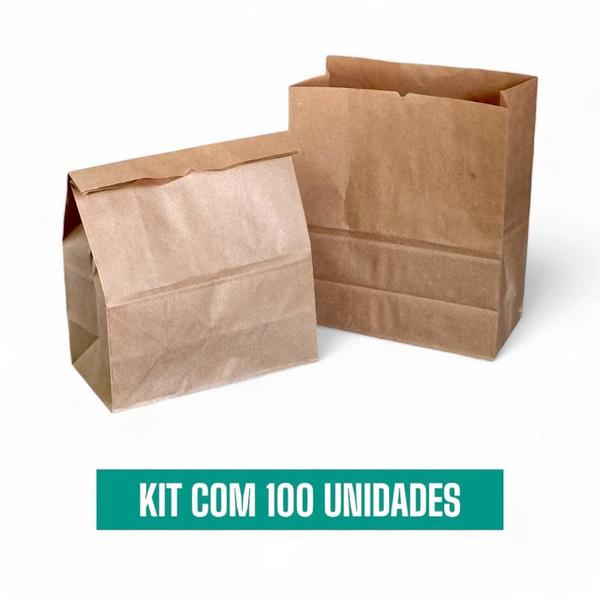 Imagem de 100 Sacos Kraft Delivery Pequeno Hamburger Lanches 17x24x10