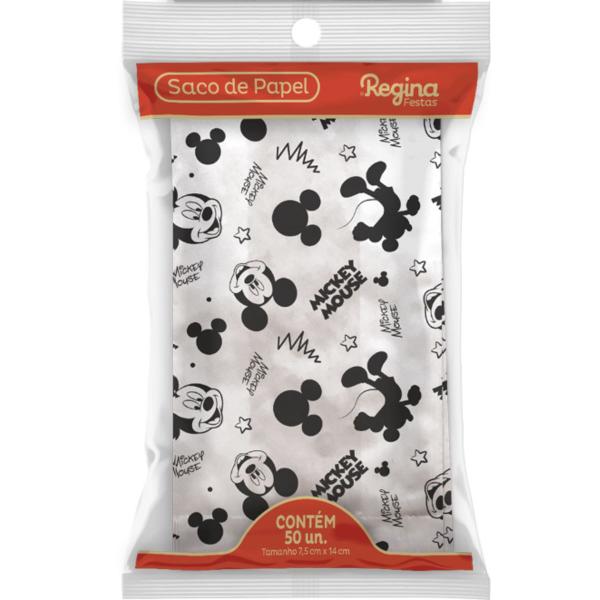 Imagem de 100 Sacos Saquinhos Papel Pipoca Lanche Festa Mickey Mouse