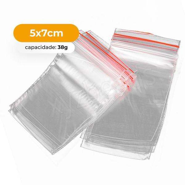 Imagem de 100 Sacos Zip Lock 5X7Cm Saquinho Hermético Abre E Fecha