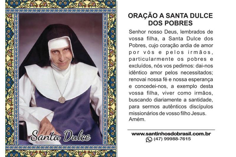 100 Santinhos Santa Dulce dos Pobres (oração verso) - 7x10 cm - Santinhos do Brasil Imagem de 100 Santinhos Santa Dulce dos Pobres (oração verso) - 7x10 cm
