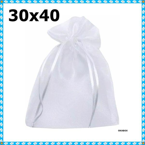 Imagem de 100 saquinhos de organza 25x40  Branco