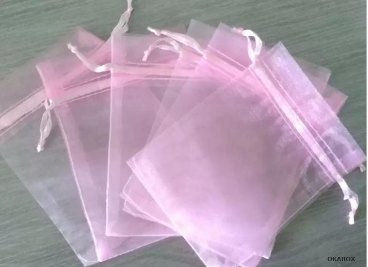 Imagem de 100 Saquinhos De Organza Rosa 10X15 Com Fita Cetim